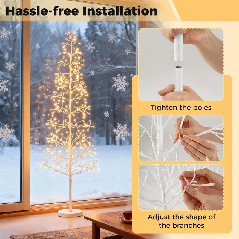 5/6/7 FT Lighted Birch Tree Pre-lit Twig Tree with 240/320/456 Warm White Light LED Lights by DirectDeals