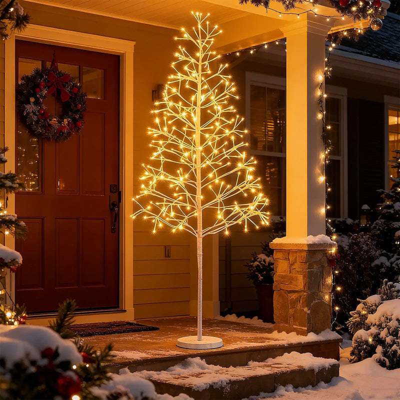 5/6/7 FT Lighted Birch Tree Pre-lit Twig Tree with 240/320/456 Warm White Light LED Lights by DirectDeals