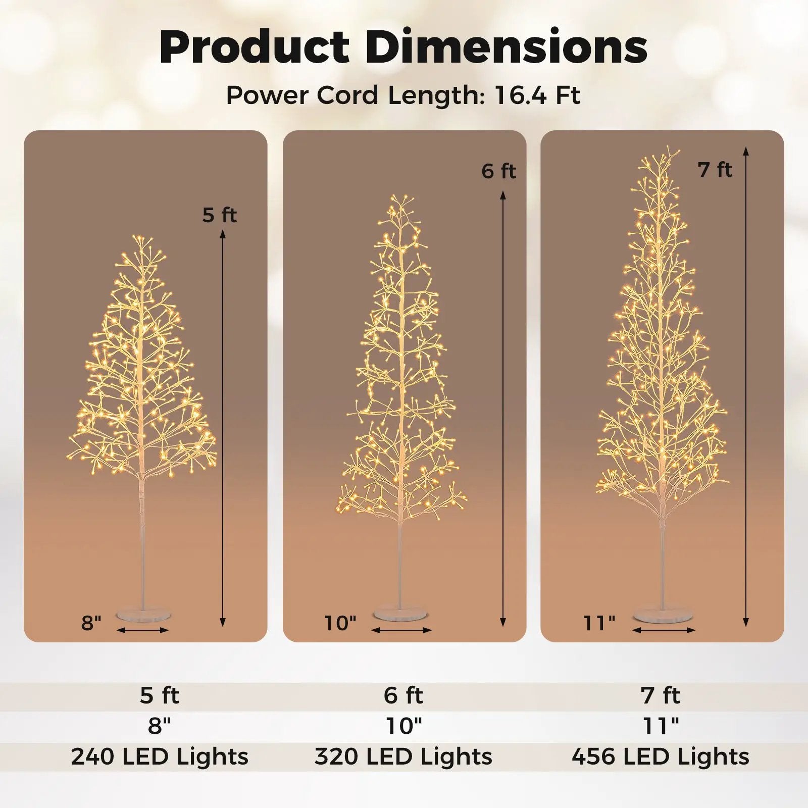 5/6/7 FT Lighted Birch Tree Pre-lit Twig Tree with 240/320/456 Warm White Light LED Lights by DirectDeals