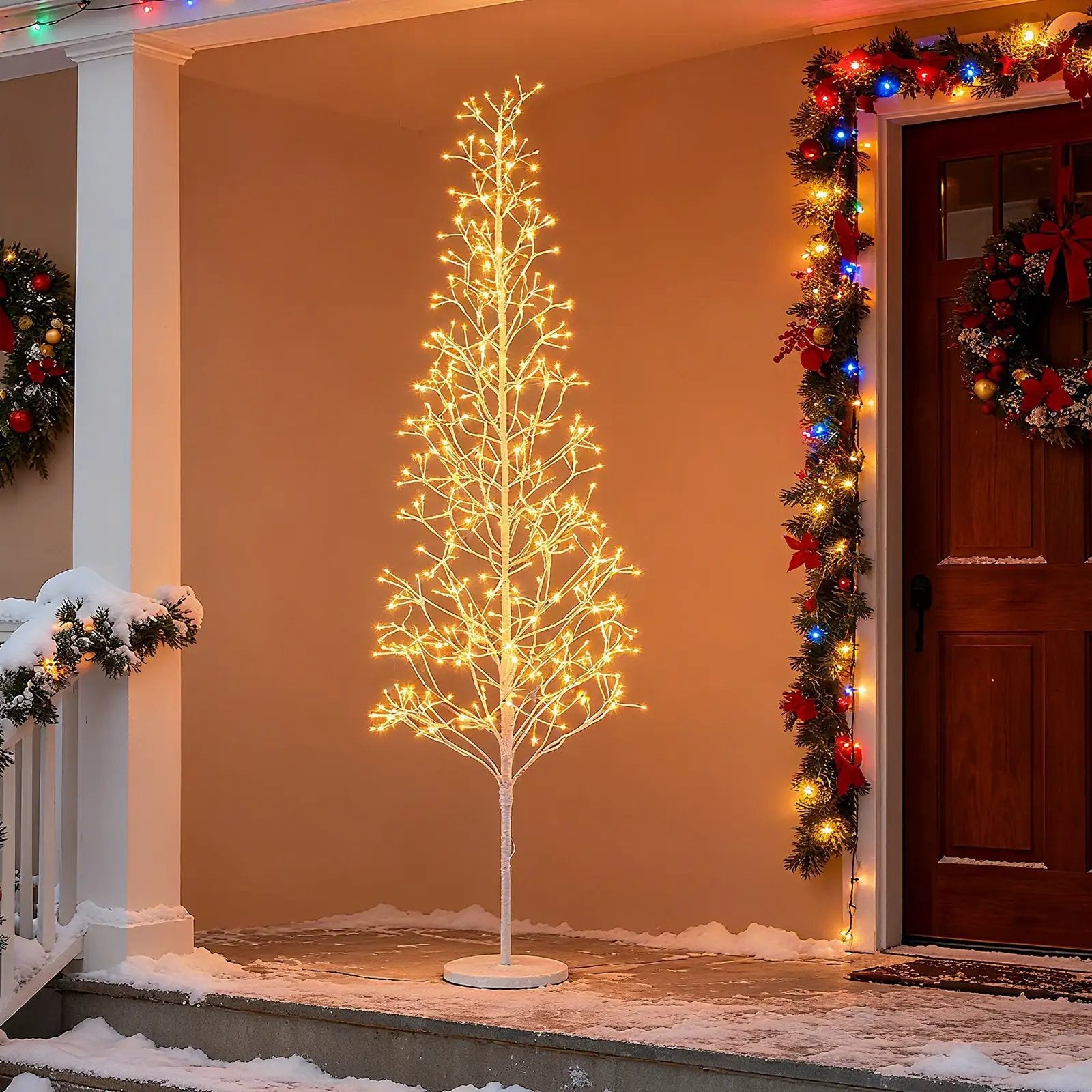 5/6/7 FT Lighted Birch Tree Pre-lit Twig Tree with 240/320/456 Warm White Light LED Lights by DirectDeals