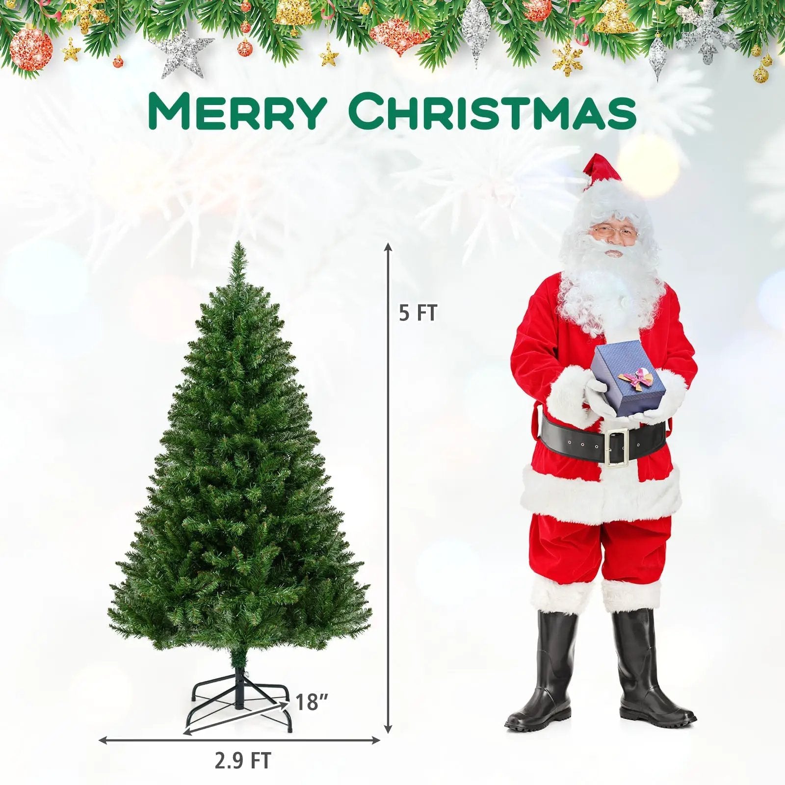 5/6/7 Feet Artificial Christmas Tree Hinged Xmas Tree with 7 Lighting Modes by DirectDeals