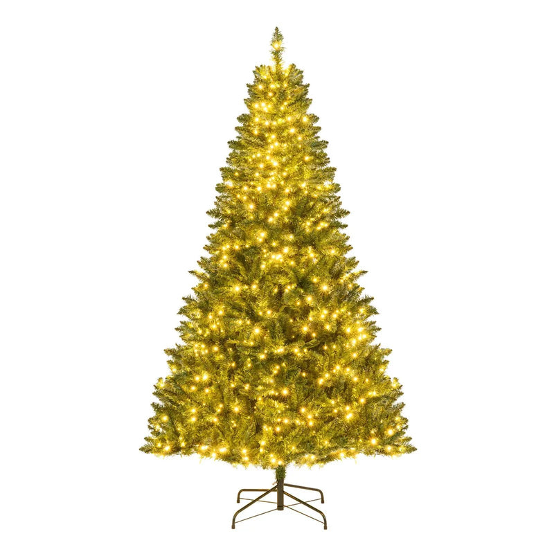 5/6/7 Feet Artificial Christmas Tree Hinged Xmas Tree with 7 Lighting Modes by DirectDeals
