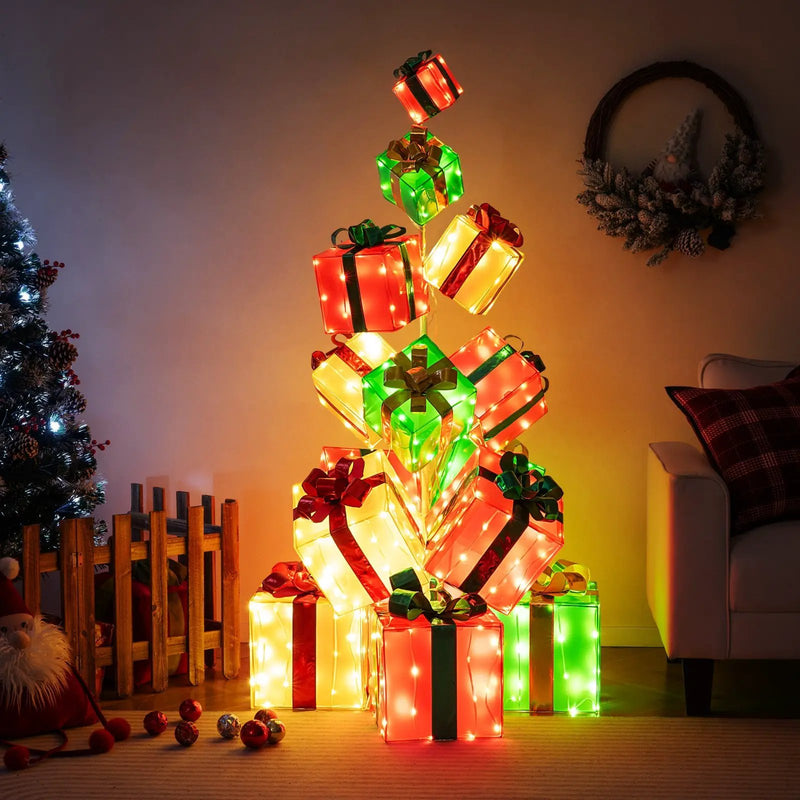15 PCS Lighted Christmas Boxes with Bowknot and 483 LED Light Bulbs for Indoor Outdoor by DirectDeals