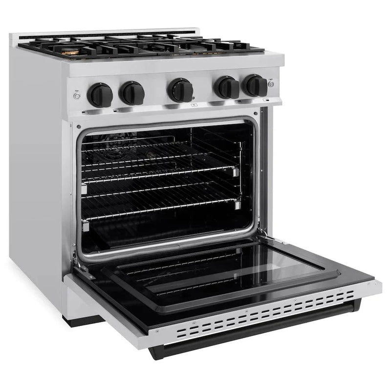 ZLINE 30" Classic Gas Range, Convection Gas Oven Stainless Steel, Matte Black CGRZ-30-MB by Farmhouse Kitchen and Bath