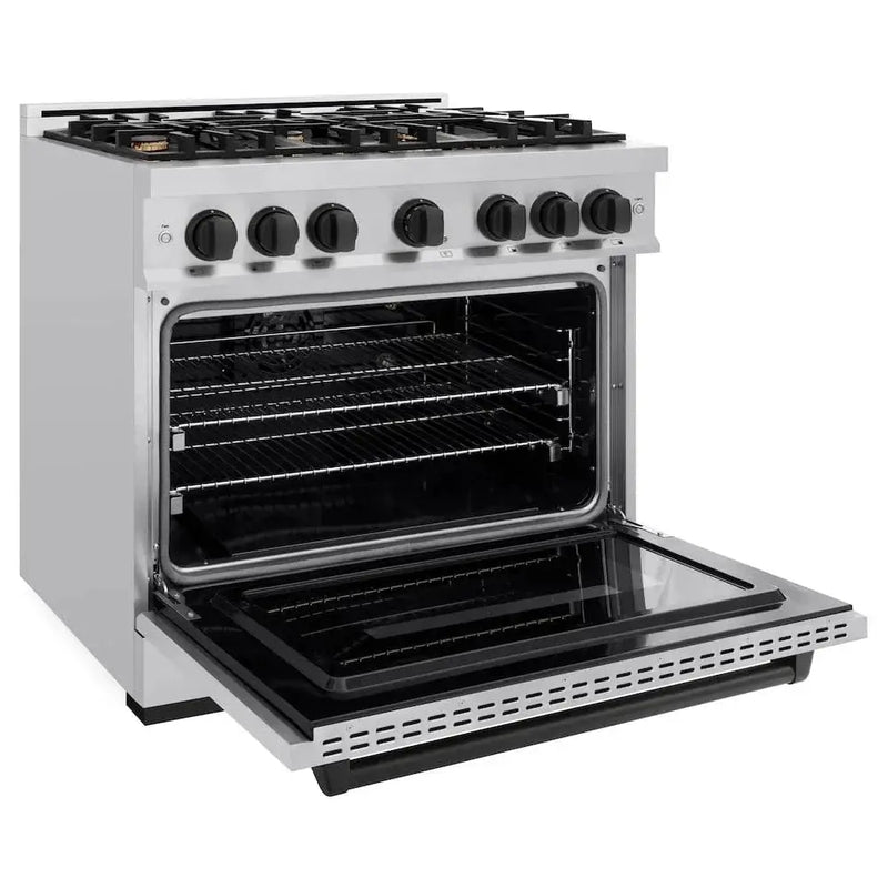 ZLINE 36" Classic Gas Range, Convection Gas Oven Stainless Steel, Matte Black CGRZ-36-MB by Farmhouse Kitchen and Bath