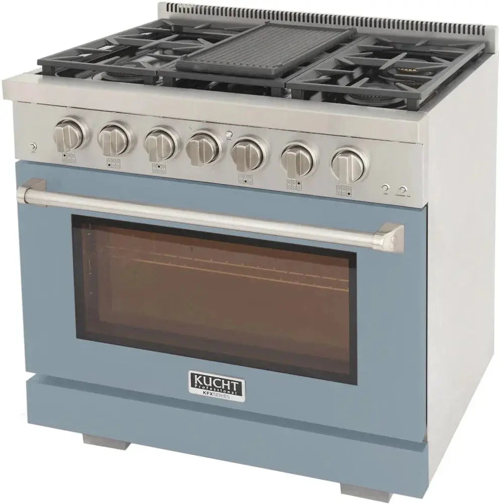 Kucht 36" Freestanding Professional Gas Range Liquid Propane KFX3600X/LP-LB by Farmhouse Kitchen and Bath
