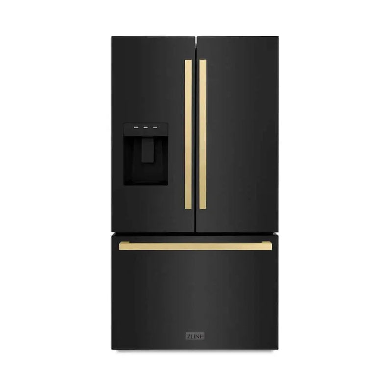 ZLINE 36" Refrigerator, Water, Ice Dispenser, Black Stainless, RSMZ-W36-BS-FCB by Farmhouse Kitchen and Bath