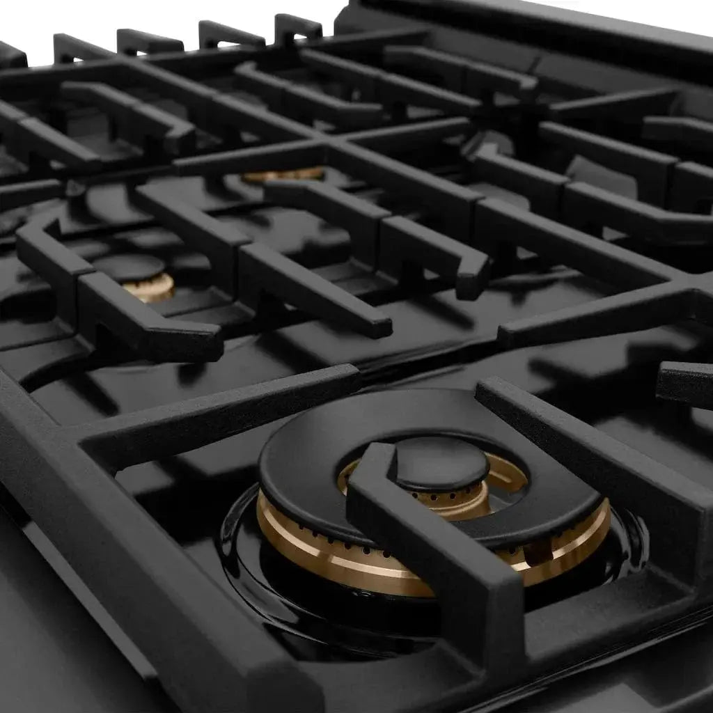 ZLINE 36 in.Gas Range, Convection Gas Oven, Brass Burner, Black Stainless Steel, SGRB-BR-36 by Farmhouse Kitchen and Bath