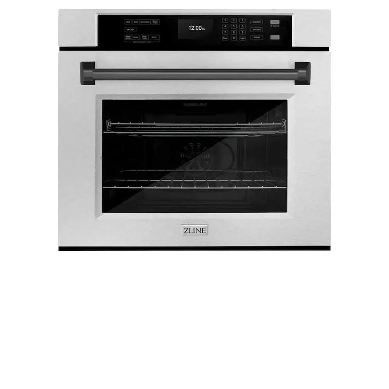 ZLINE 30"Professional True Convection Single Wall Oven, Air Fry, Self Clean, DuraSnow® Matte Black WASSZ-30-MB by Farmhouse Kitchen and Bath