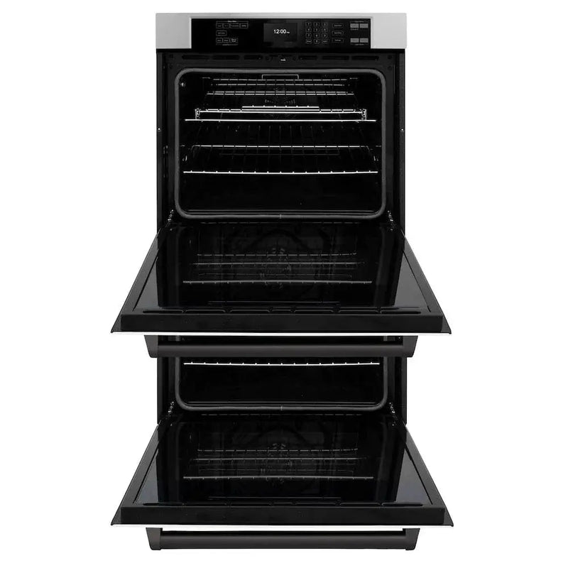 ZLINE 30"Professional True Convection Double Wall Oven, Air Fry, Self Clean, White Matte, Matte Black WADZ-WM-30-MB by Farmhouse Kitchen and Bath