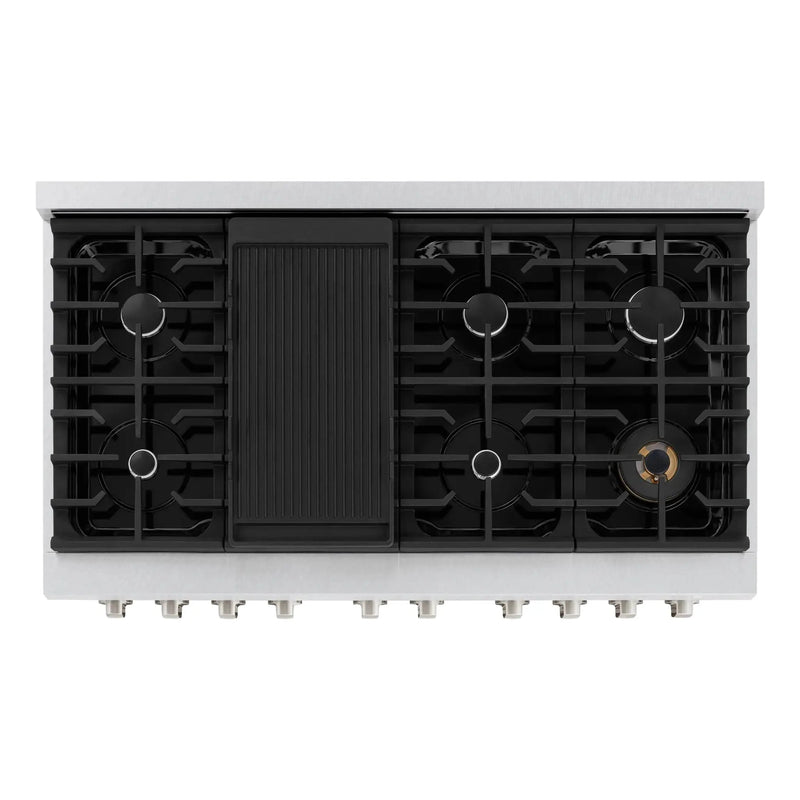 ZLINE 48"Paramount Dual Fuel Range DuraSnow® Stainless Steel SDRS-48 by Farmhouse Kitchen and Bath