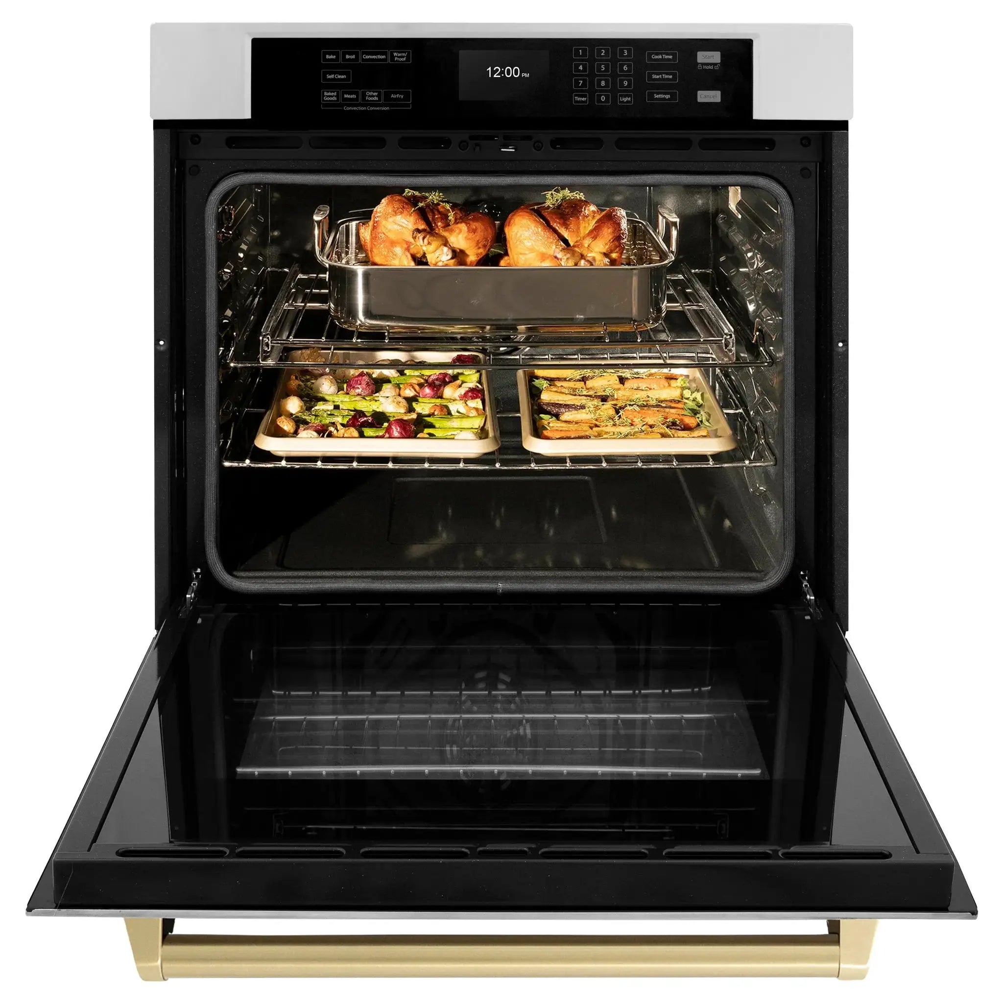 ZLINE 30" Autograph Edition Professional True Convection Single Wall Oven, Air Fry, Self Clean, Stainless Steel, Champagne Bronze WASZ-30-CB by Farmhouse Kitchen and Bath