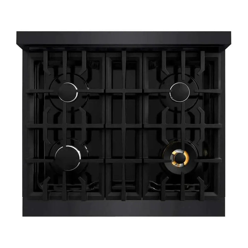 ZLINE 30" Select Dual Fuel Range Gas Cooktop Electric Convection Oven Black Stainless Steel HDRB-30 by Farmhouse Kitchen and Bath