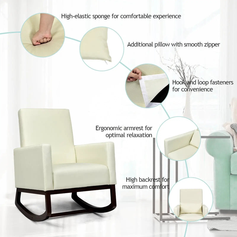 2-in-1 Fabric Upholstered Rocking Chair with Pillow by DirectDeals