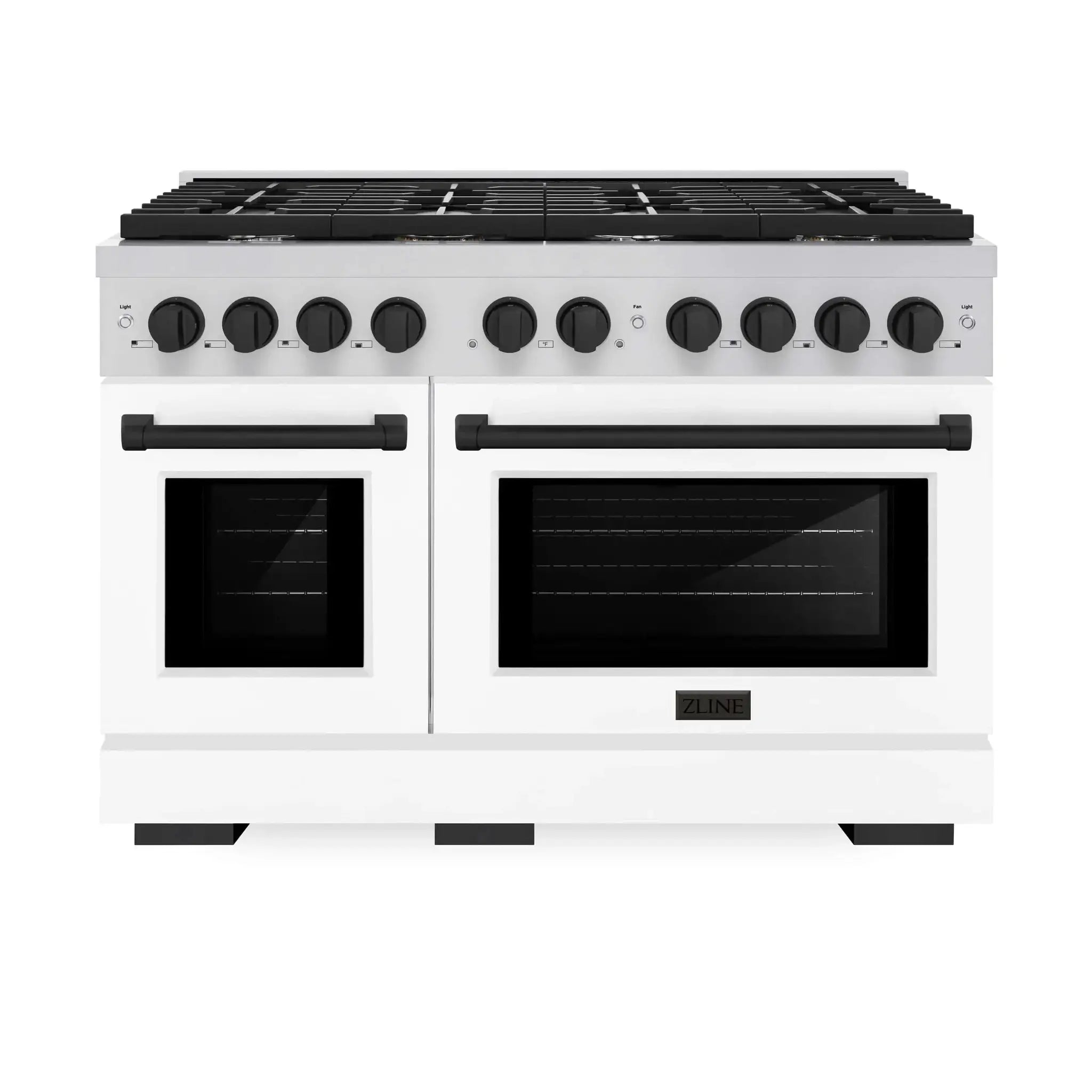 ZLINE 48"Paramount Dual Fuel Range White Matte Matte Black SDRZ-WM-48-MB by Farmhouse Kitchen and Bath