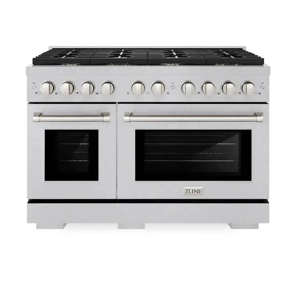 ZLINE 48"Gas Range, Convection Gas Oven , DuraSnow® Brass Burners, SGRS-BR-48 by Farmhouse Kitchen and Bath