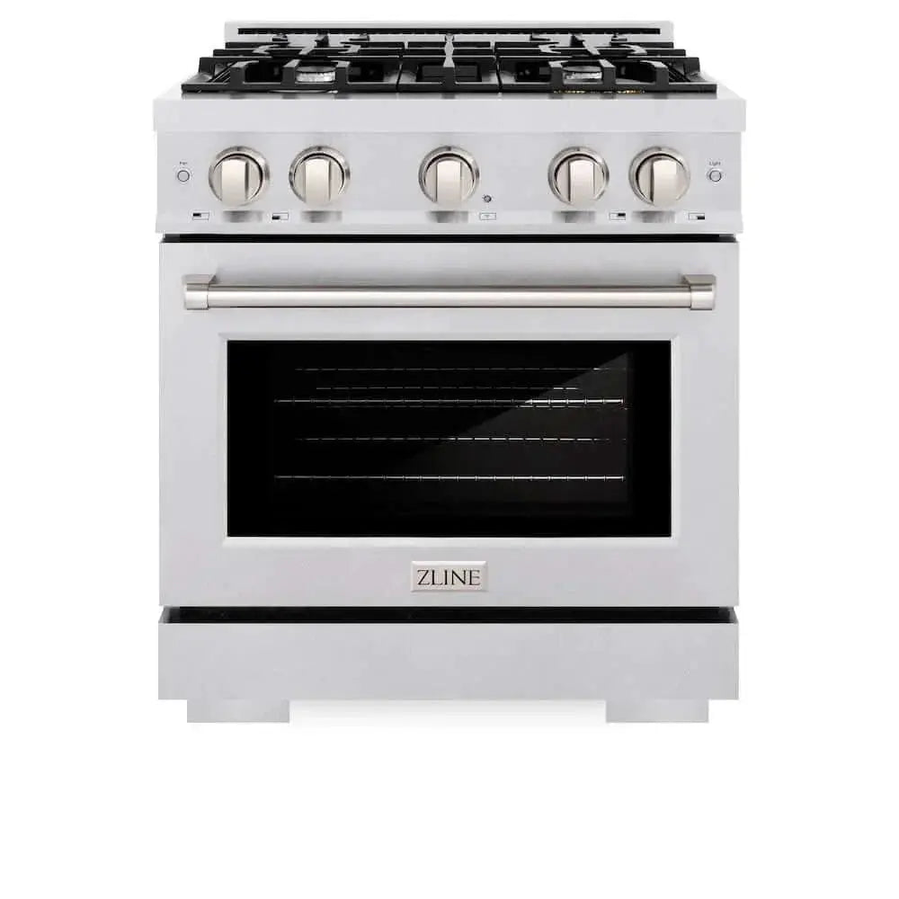 ZLINE 30" Select Dual Fuel Range Gas Cooktop Electric Convection Oven DuraSnow® Stainless Steel HDRS-30 by Farmhouse Kitchen and Bath