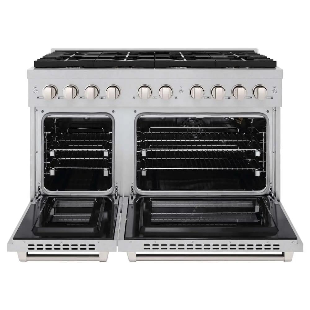 ZLINE 48"Gas Range, Convection Gas Oven , DuraSnow® Stainless Steel, SGRS-48 by Farmhouse Kitchen and Bath