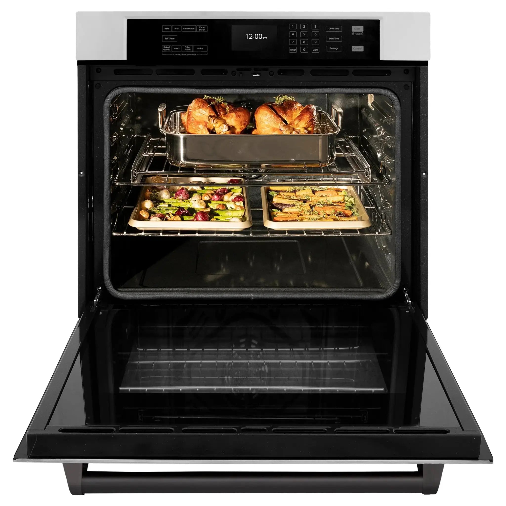 ZLINE 30" Autograph Edition Professional True Convection Single Wall Oven, Air Fry, Self Clean, Stainless Steel, Matte Black WASZ-30-MB by Farmhouse Kitchen and Bath