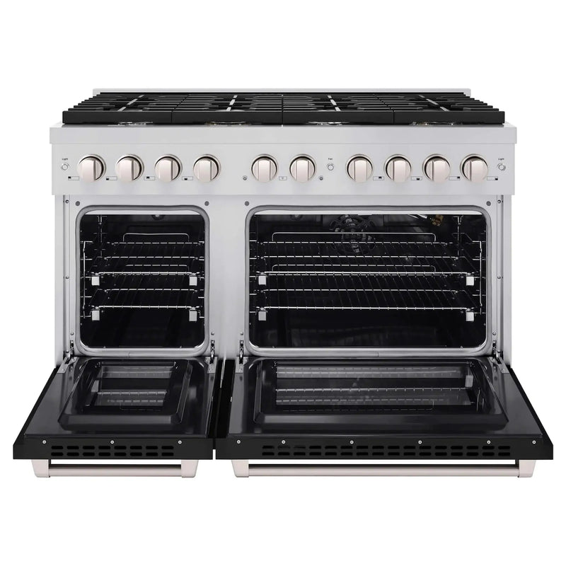 ZLINE 48"Paramount Dual Fuel Range Stainless Steel, Black Matte, SDR-BLM-48 by Farmhouse Kitchen and Bath