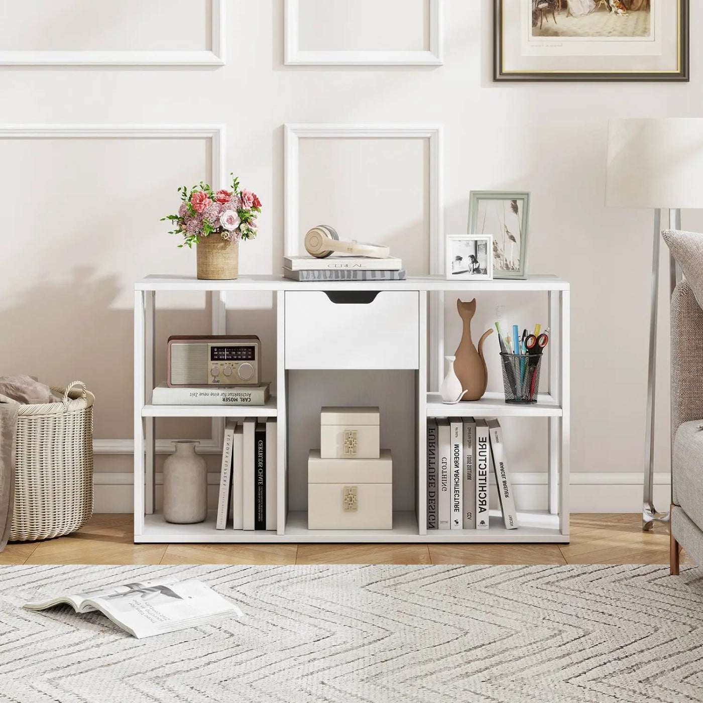 5-Cube Bookcase with Storage Drawer - Rustic Brown by DirectDeals