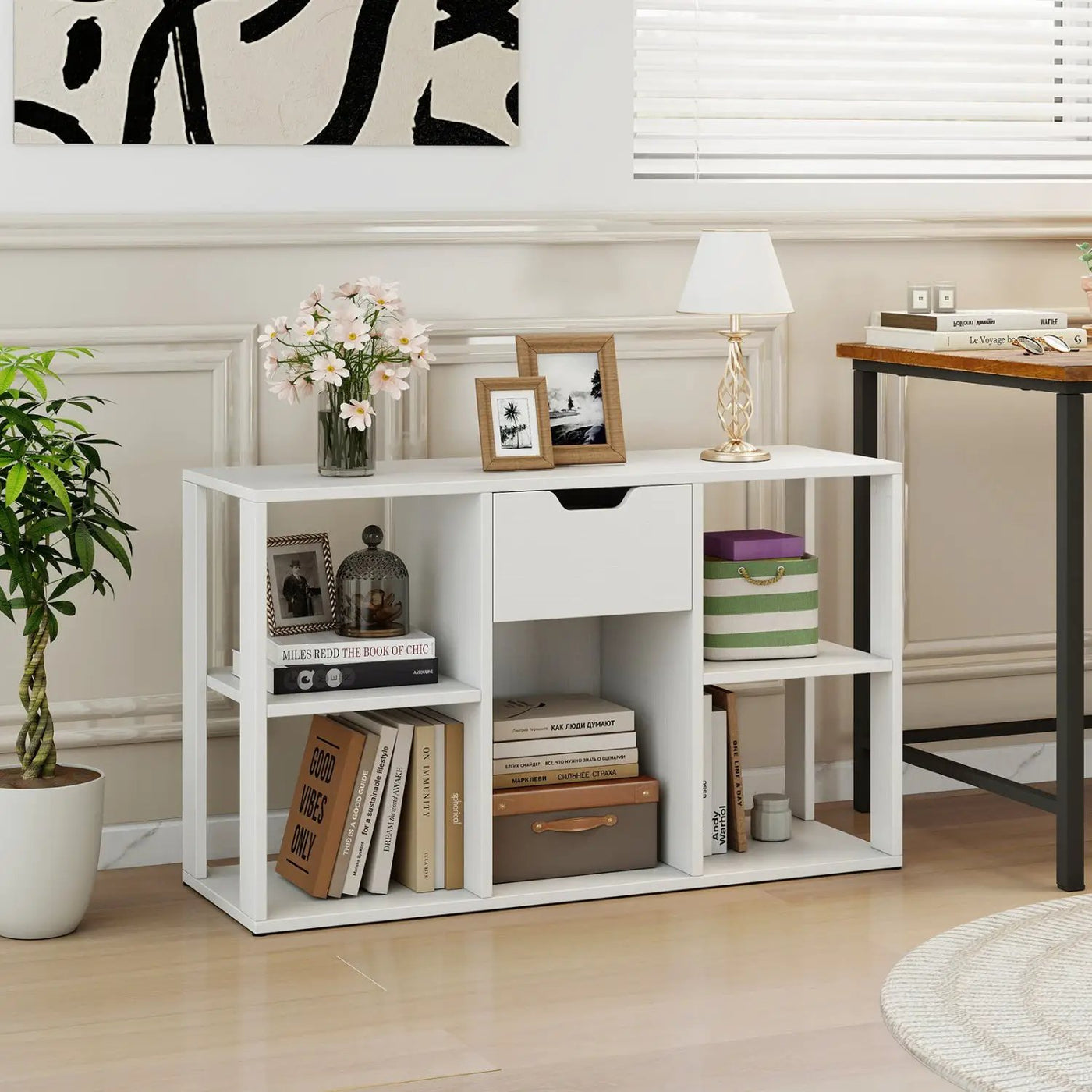 5-Cube Bookcase with Storage Drawer - Rustic Brown by DirectDeals