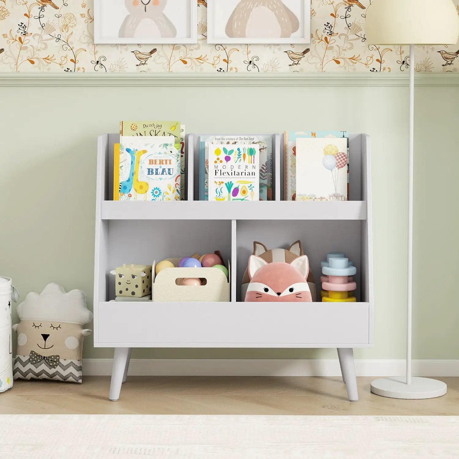 Kids Bookshelf and Toy Organizer 5-Cube Storage Unit by DirectDeals