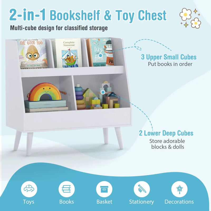 Kids Bookshelf and Toy Organizer 5-Cube Storage Unit by DirectDeals