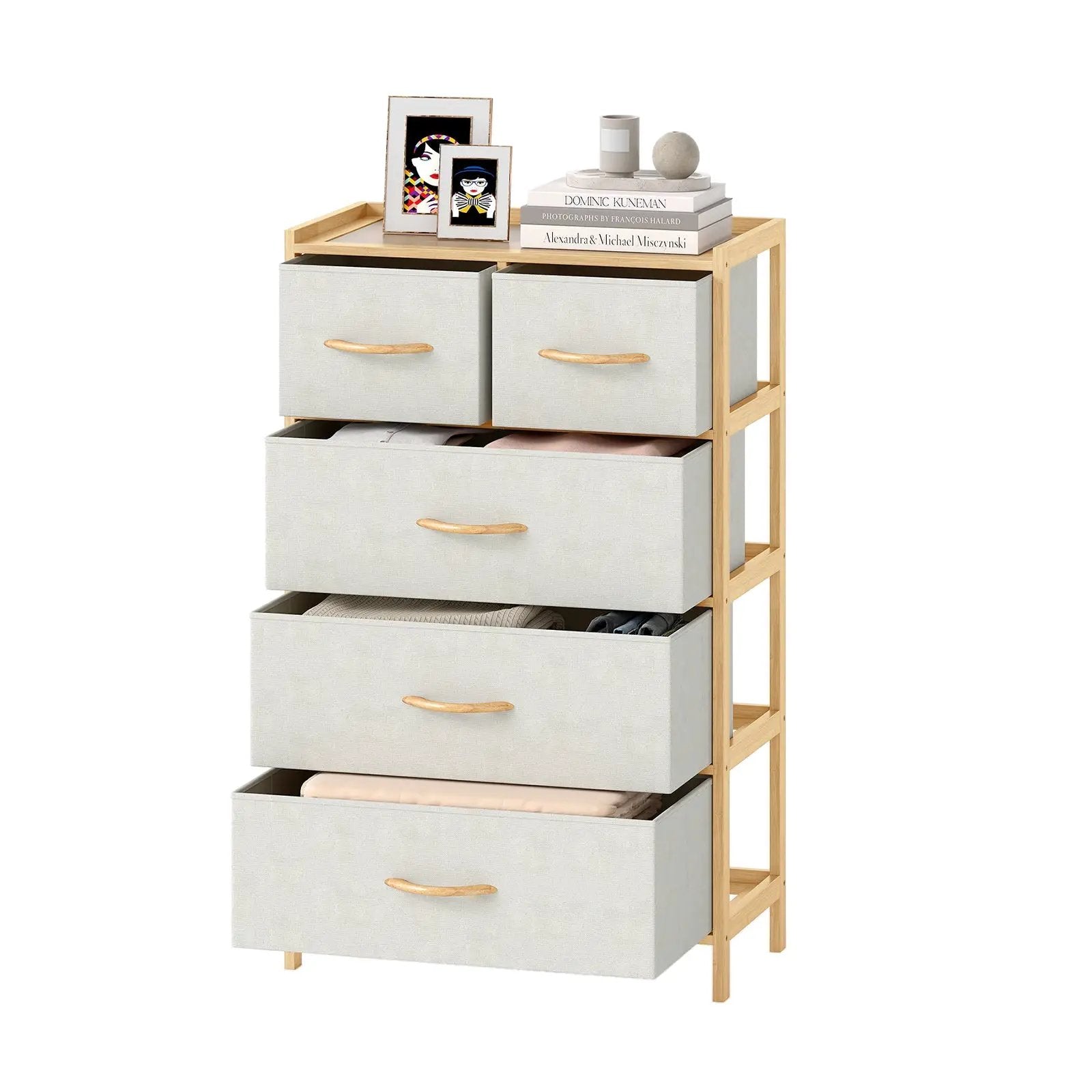 5-Drawer Dresser with Top Shelf for Bedroom-Natural by DirectDeals