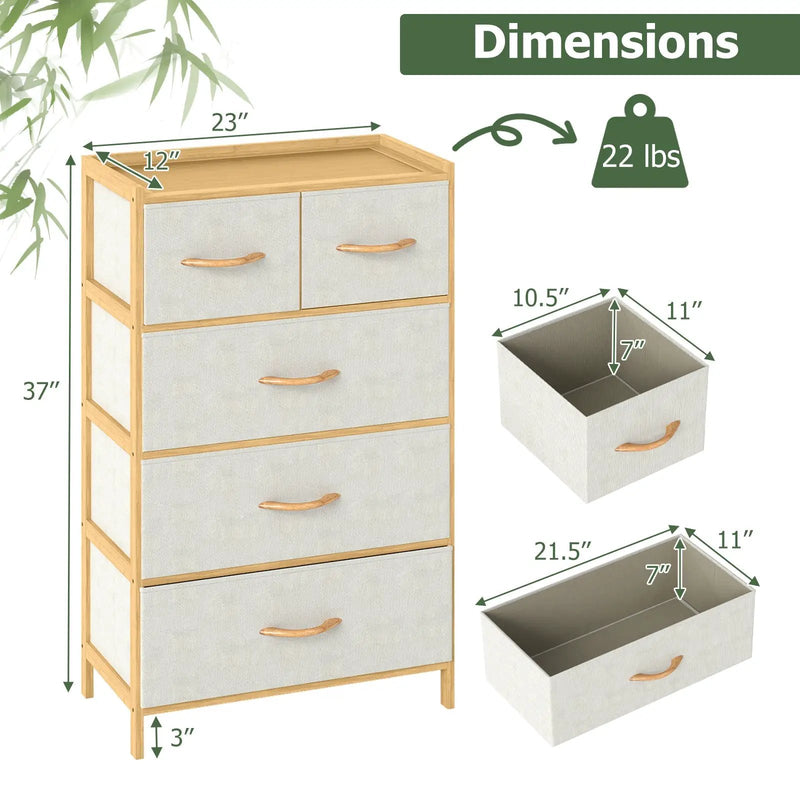 5-Drawer Dresser with Top Shelf for Bedroom-Natural by DirectDeals