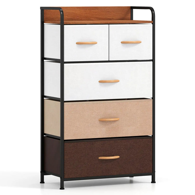 5-Drawer Fabric Dresser with Removable Bins by DirectDeals