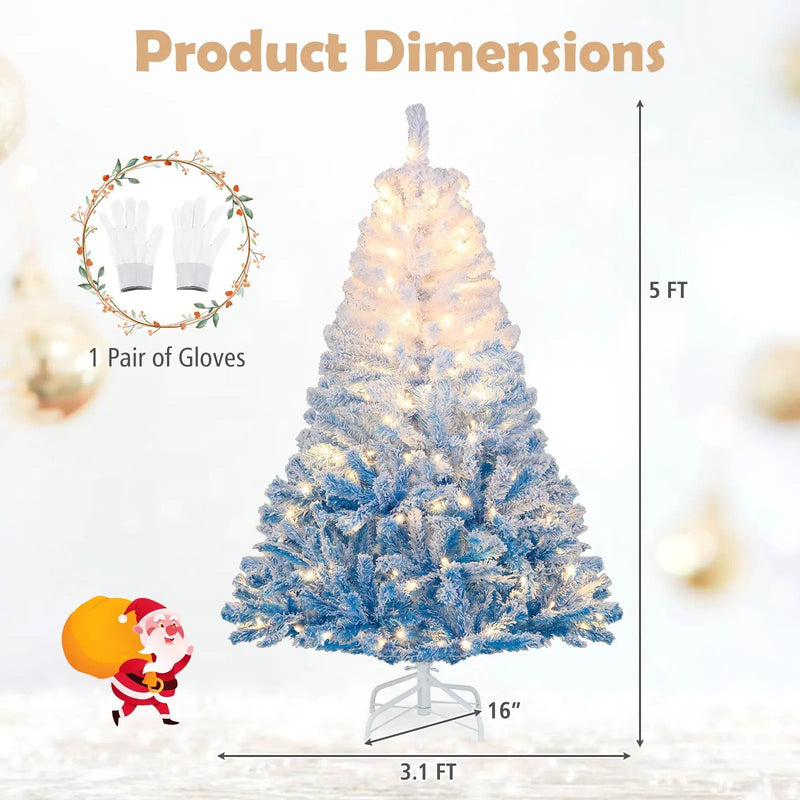 5/6/7/8 FT Artificial Christmas Tree with Warm White LED Lights and 8 Modes by DirectDeals