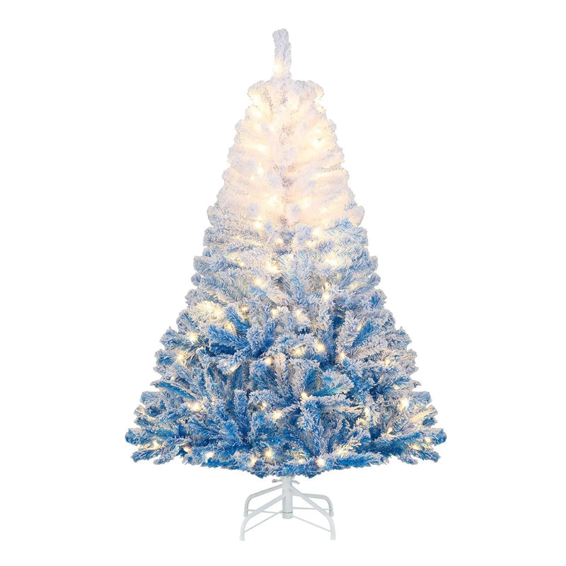 5/6/7/8 FT Artificial Christmas Tree with Warm White LED Lights and 8 Modes by DirectDeals
