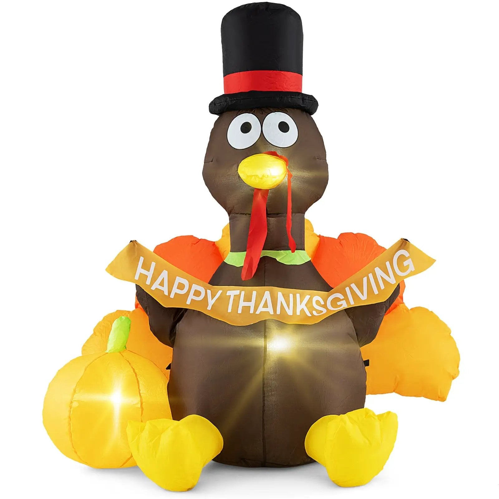 5 FT Inflatable Turkey with Pumpkin and LED Lights for Indoor Party by DirectDeals