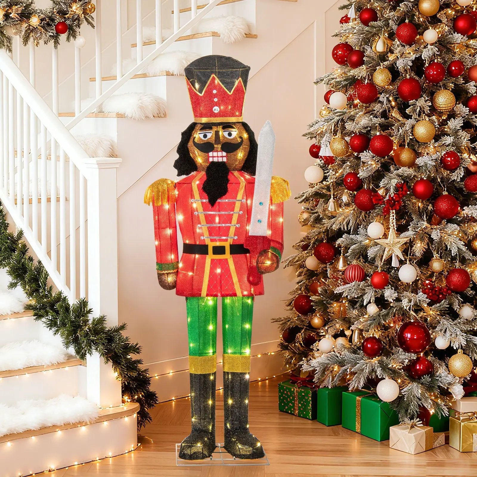 5 FT Lighted Christmas Nutcracker with Glitter Sword for Outdoor by DirectDeals