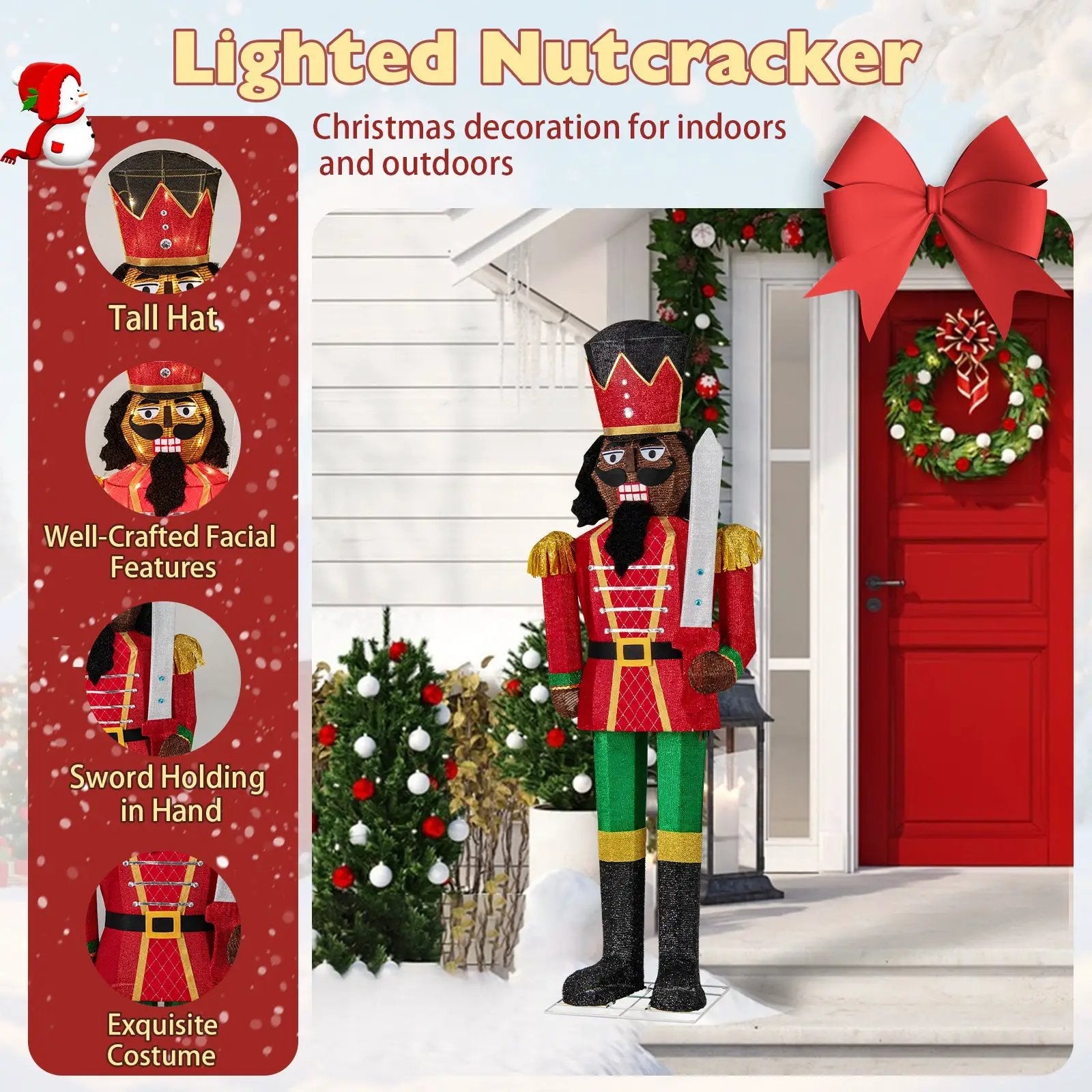 5 FT Lighted Christmas Nutcracker with Glitter Sword for Outdoor by DirectDeals