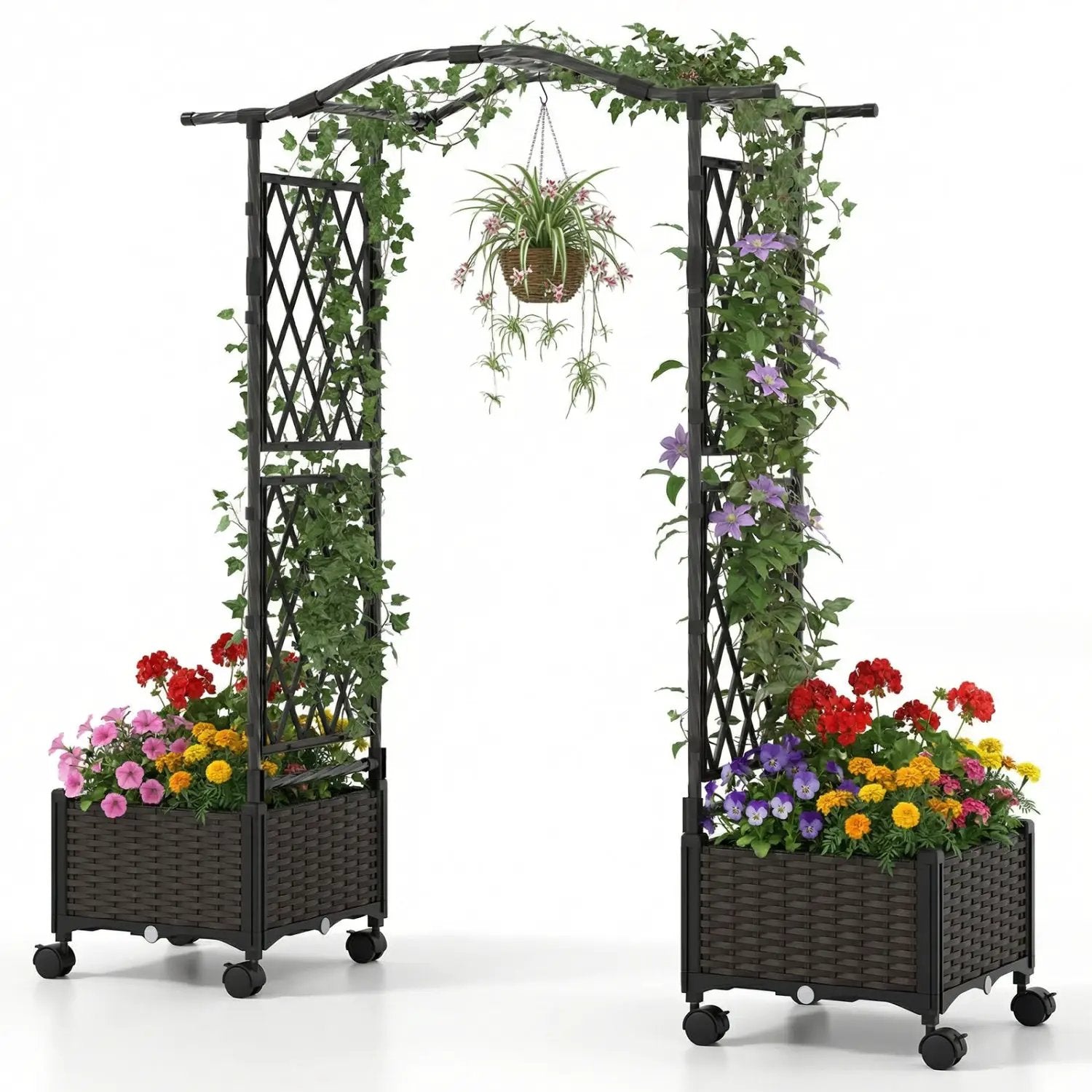 5 FT Self-Watering Planter Boxes with Lattice Trellis and Roof by DirectDeals