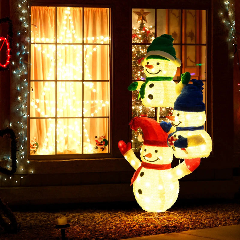 5 FT Stacked Snowman Lighted Christmas Decoration with 110 LED Lights by DirectDeals