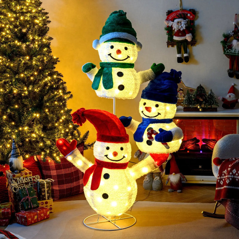 5 FT Stacked Snowman Lighted Christmas Decoration with 110 LED Lights by DirectDeals