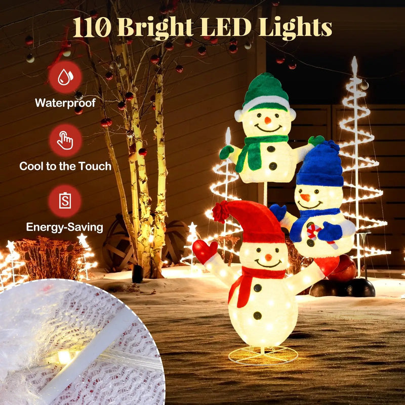 5 FT Stacked Snowman Lighted Christmas Decoration with 110 LED Lights by DirectDeals