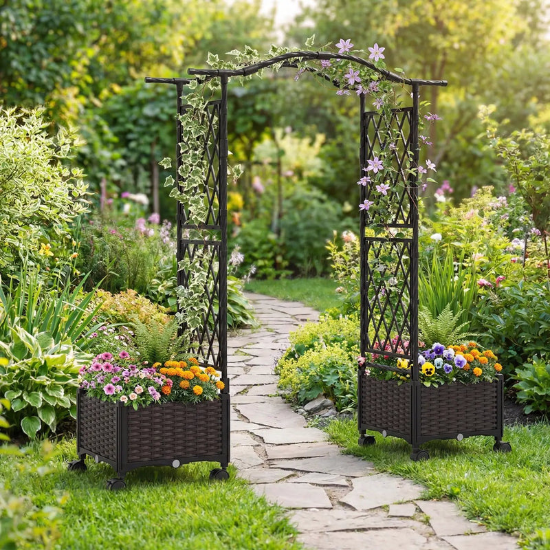 5 FT Tall Raised Garden bed with Lockable Wheels and Hanging Roof for Climbing Flowers by DirectDeals