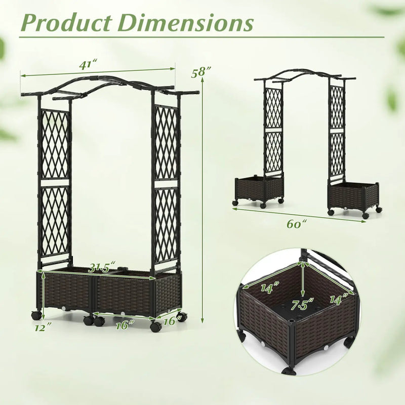 5 FT Tall Raised Garden bed with Lockable Wheels and Hanging Roof for Climbing Flowers by DirectDeals