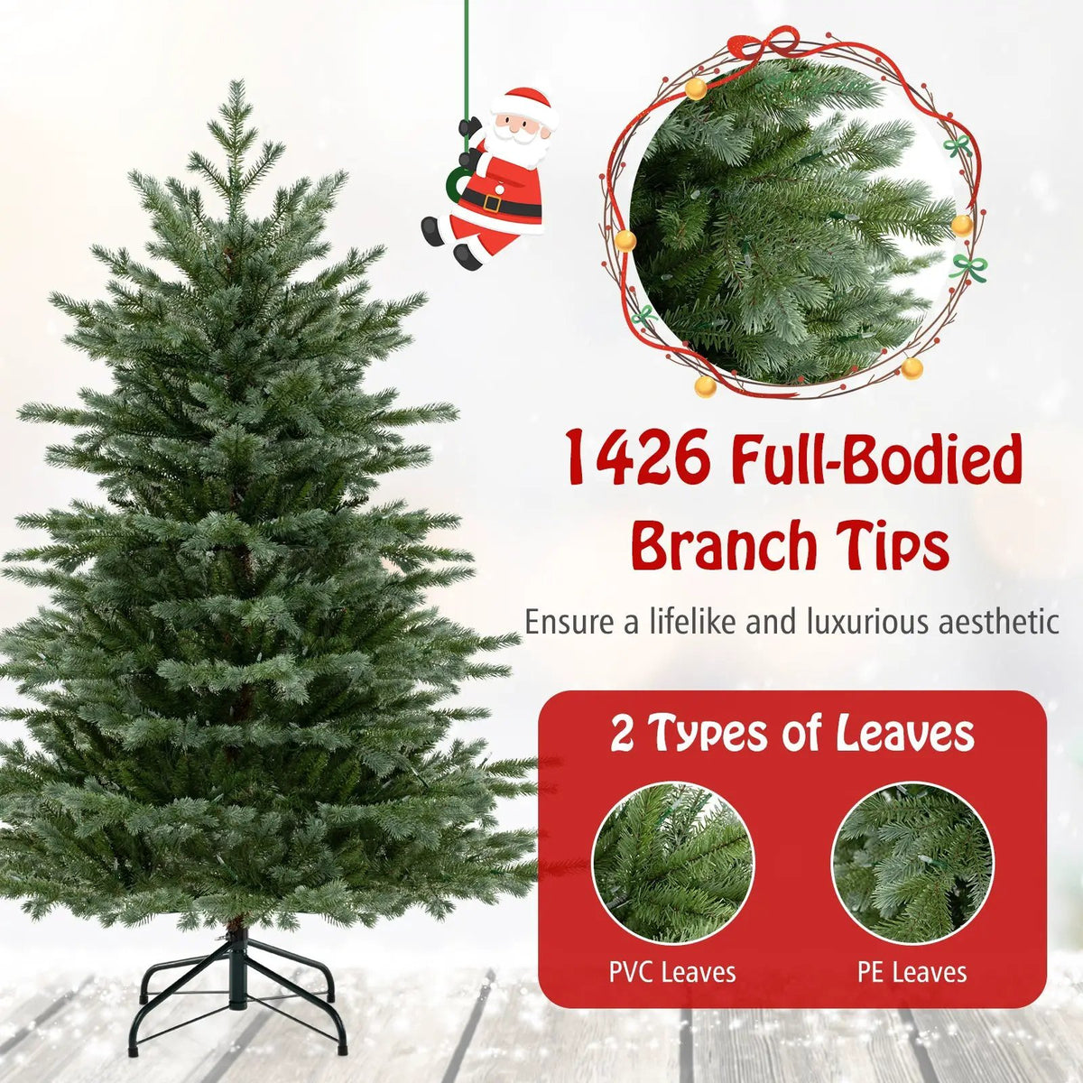 5/6/7 Feet Artificial Christmas Tree with 1426/2116/3156 Lush PVC and 200/300/400 Warm White LED Lights by DirectDeals