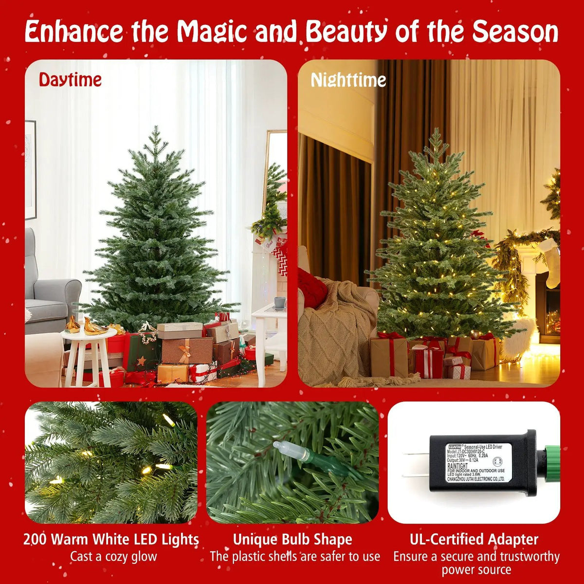5/6/7 Feet Artificial Christmas Tree with 1426/2116/3156 Lush PVC and 200/300/400 Warm White LED Lights by DirectDeals