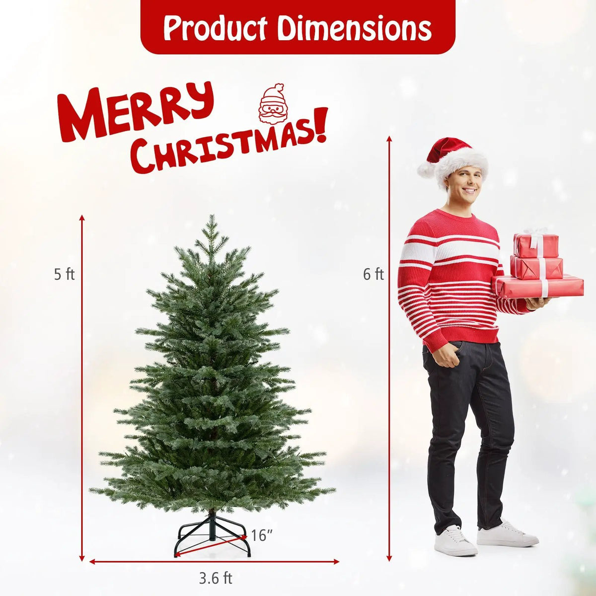 5/6/7 Feet Artificial Christmas Tree with 1426/2116/3156 Lush PVC and 200/300/400 Warm White LED Lights by DirectDeals