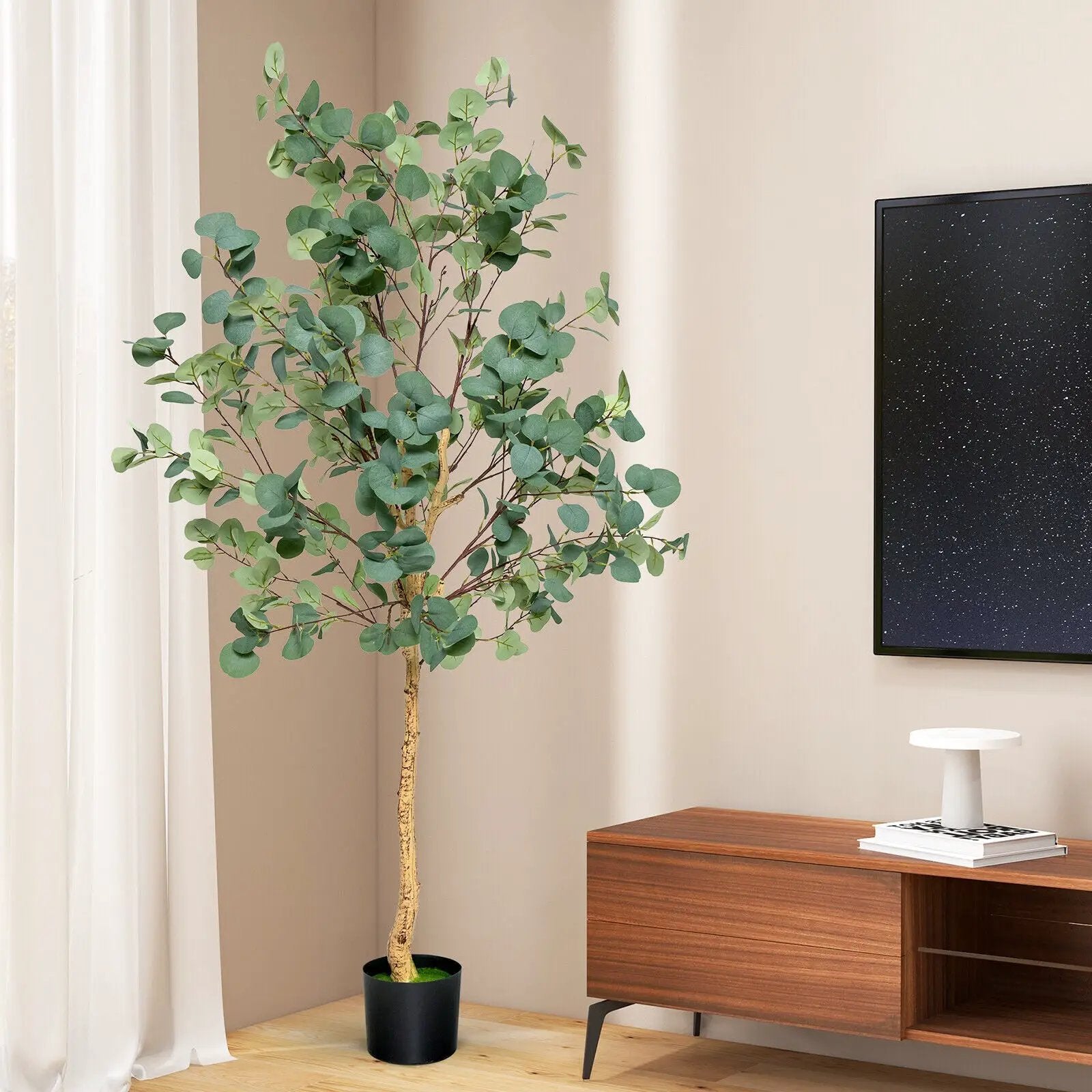 5.5 Feet Artificial Eucalyptus Tree with 517 Silver Dollar Leaves by DirectDeals