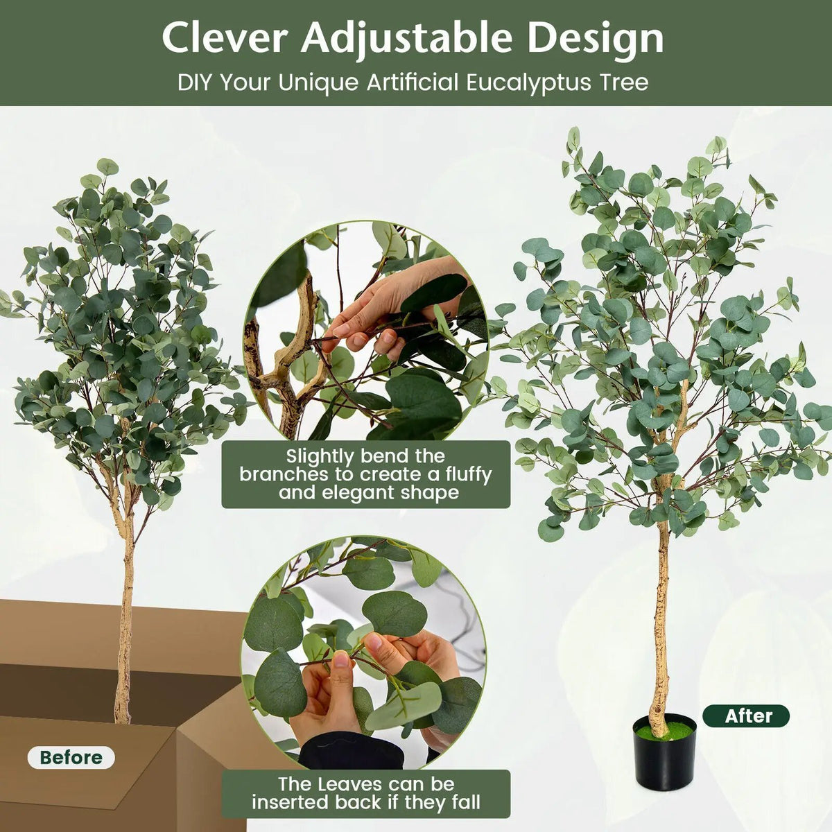 5.5 Feet Artificial Eucalyptus Tree with 517 Silver Dollar Leaves by DirectDeals