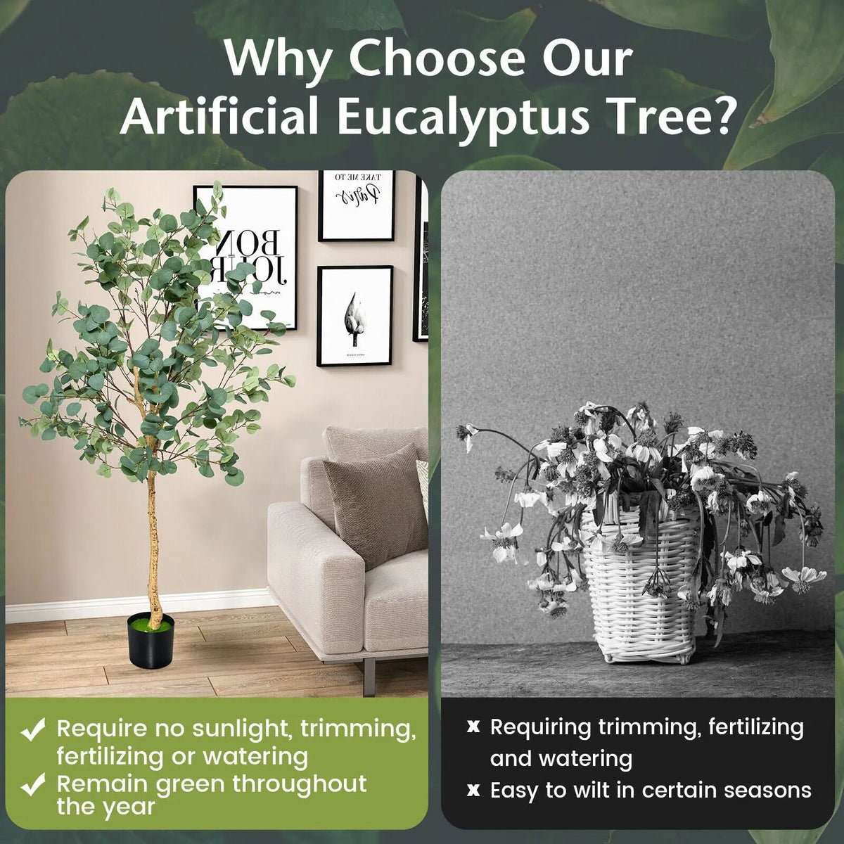 5.5 Feet Artificial Eucalyptus Tree with 517 Silver Dollar Leaves by DirectDeals