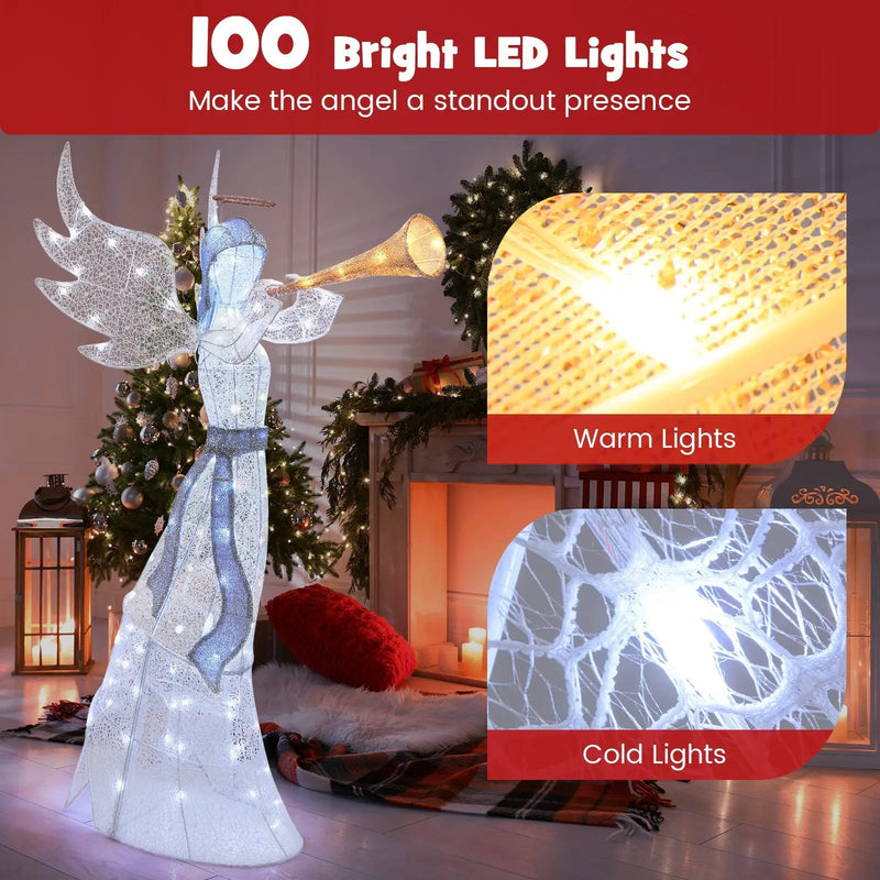 5 Feet Christmas Angel with 100 LED Lights and Ground Stakes by DirectDeals