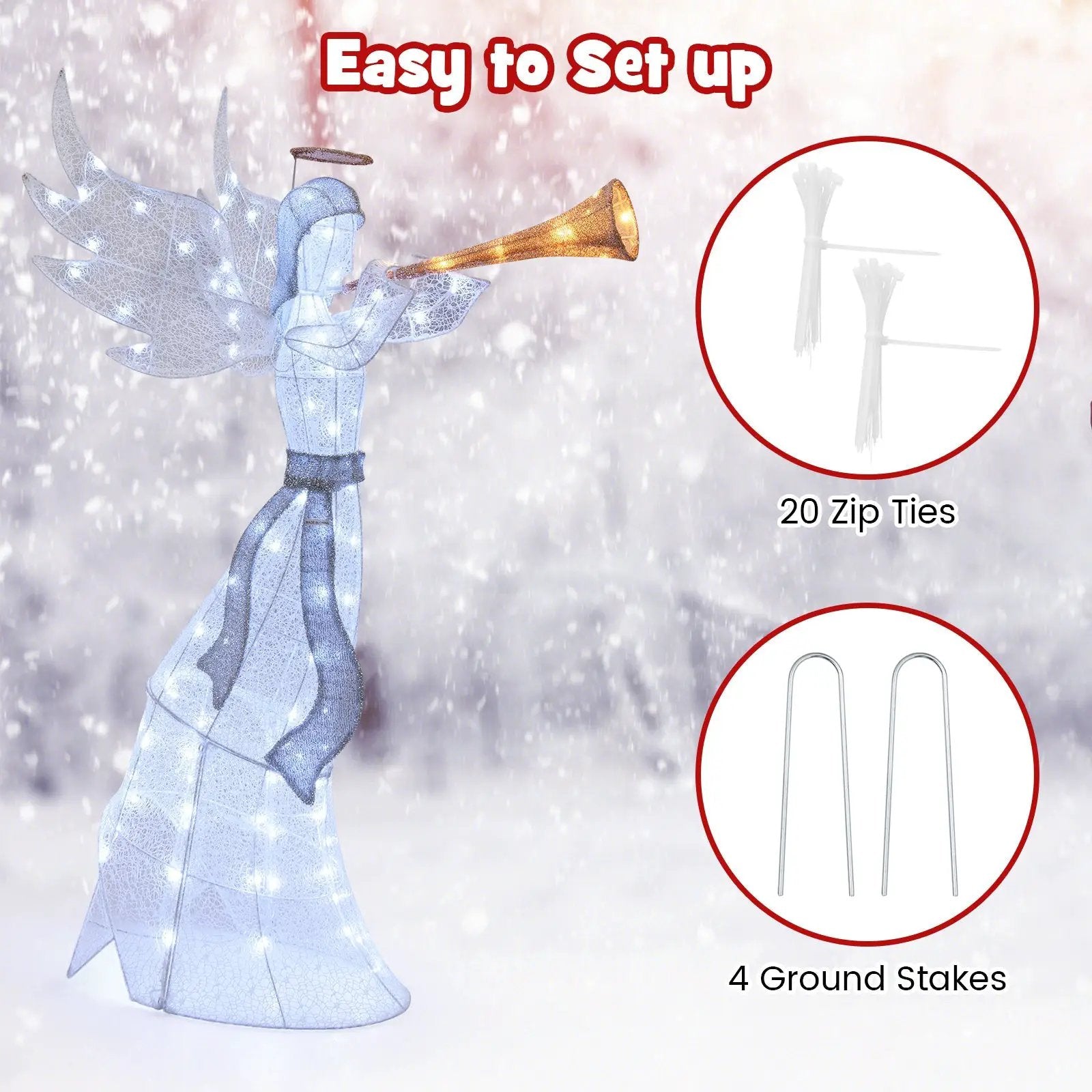5 Feet Christmas Angel with 100 LED Lights and Ground Stakes by DirectDeals